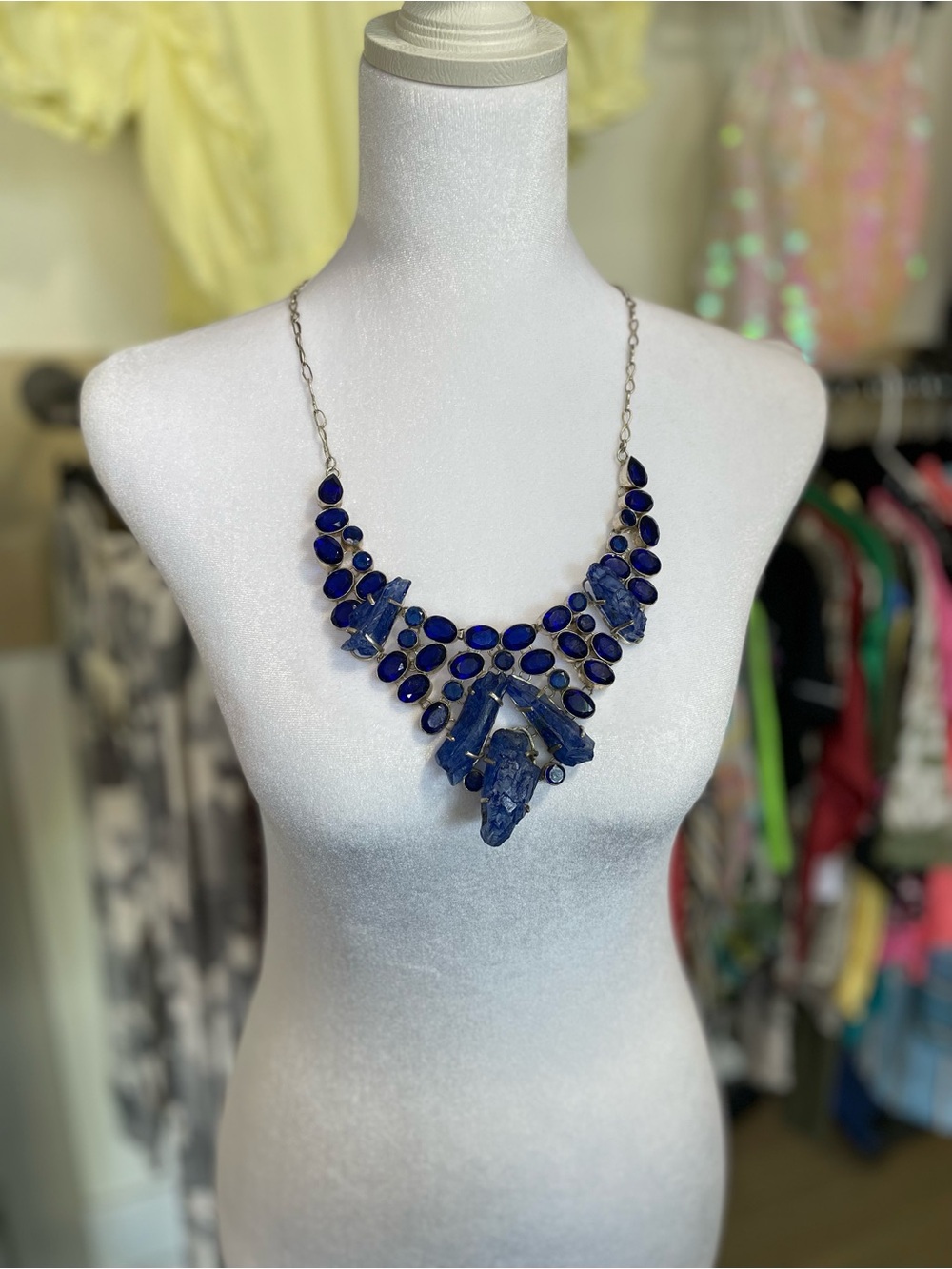 Blue Statement Bib Necklace - Women's Fashion Jewelry